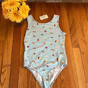 Forever 21 Girls Bodysuit with Snack‎ Print NWT 11/12 🍔